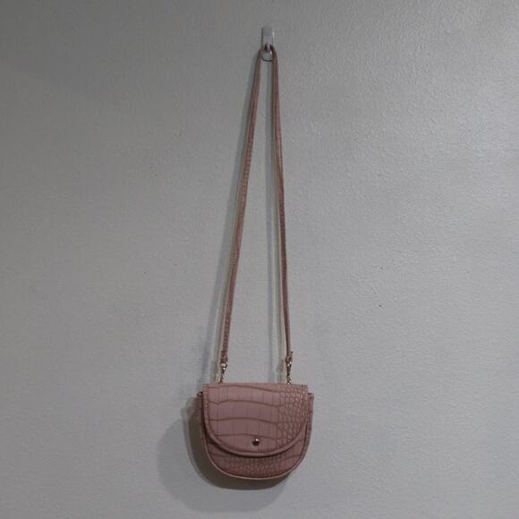 L’Academie Blush Pink Tavi Mini Croc-Embossed Leather CrossBody Bag - Picture 3 of 11